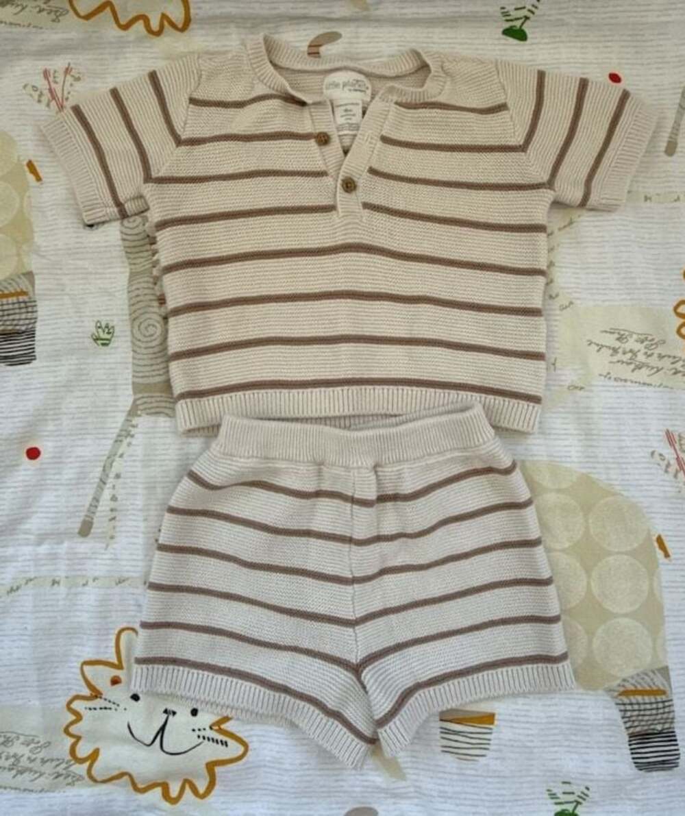 Little Planet by Carter's Organic Cotton Striped Polo Sweater and Shorts Set 18M